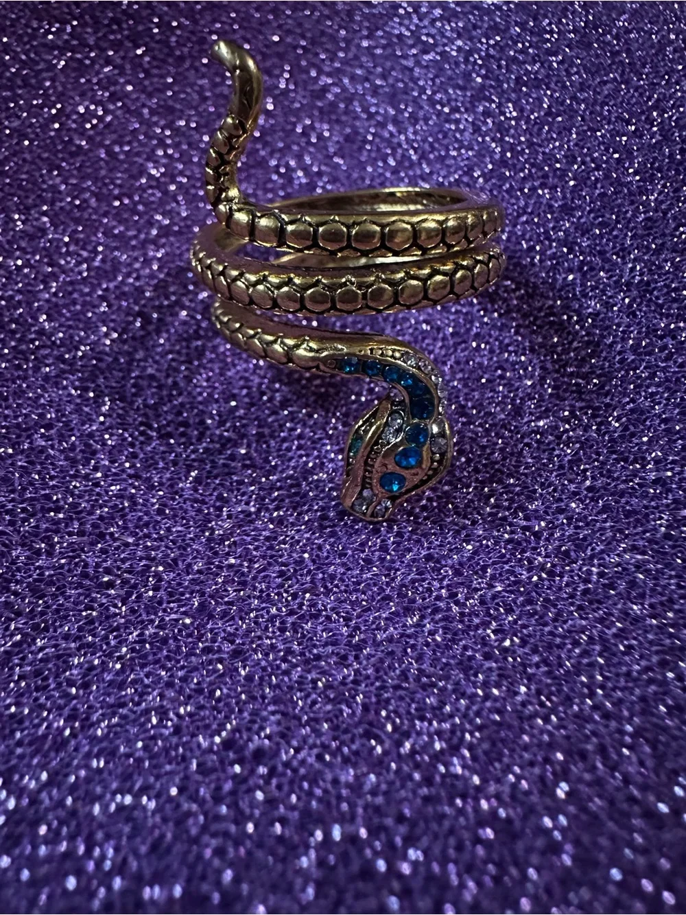Whimsigoth Gold Tone Blue Crystal Snake Wrap Ring - NWT jewelry gift Size 9 ring